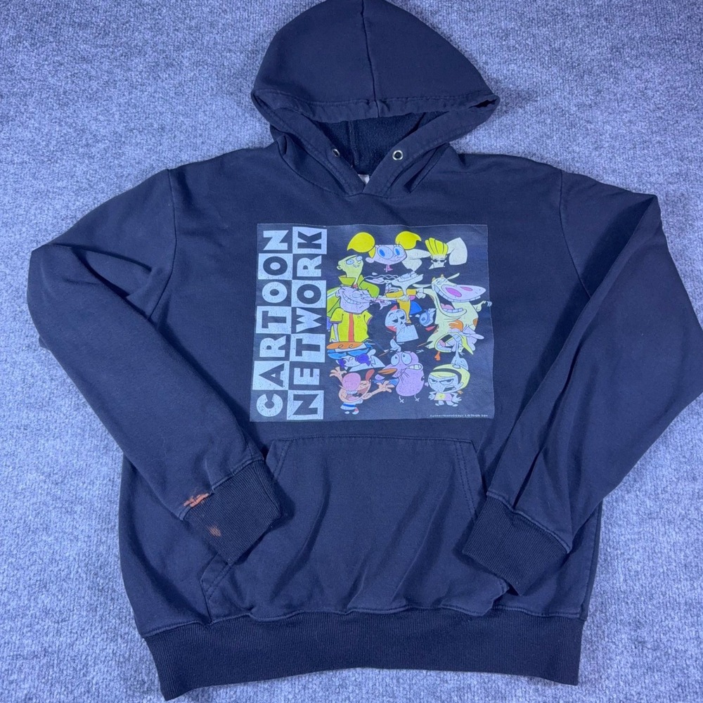 Cartoon Network Graphic Hoodie Black Dexter Johnny Bravo Courage Small